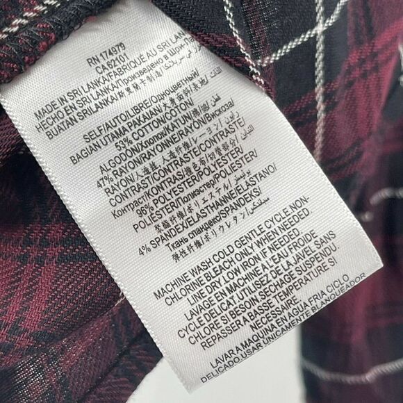 BCBGeneration Red Plaid Balloon Sleeve Blouse Womens Size Small Dark Academia - Picture 7 of 7